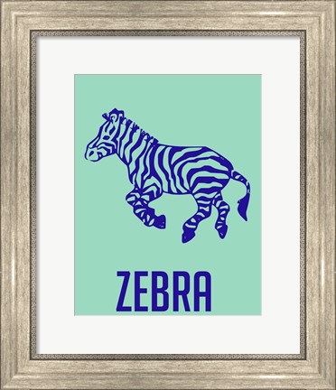 Framed Zebra Blue Print