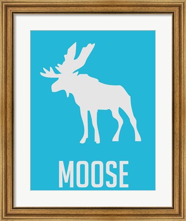 Framed Moose Blue Print