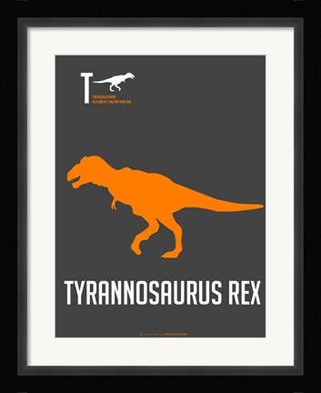 Framed Yellow on Grey Dinosaur Print