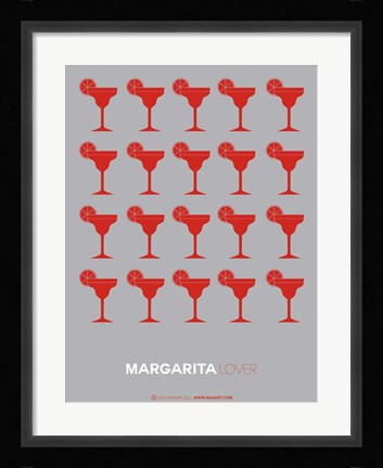 Framed Red Margaritas Grey Print