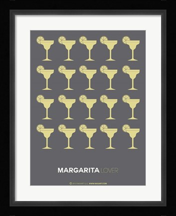 Framed Yellow Margaritas Grey Print