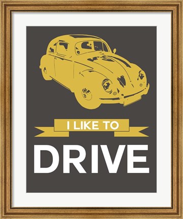 Framed I Like to Drive Beetle 1 Print