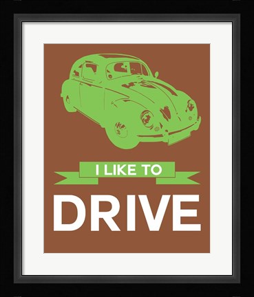 Framed I Like to Drive Beetle 2 Print