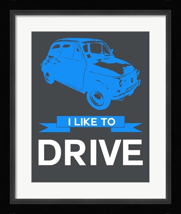 Framed I Like to Drive Beetle 5 Print