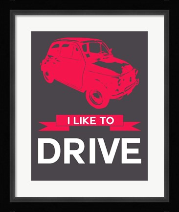 Framed I Like to Drive Beetle 6 Print