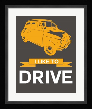 Framed I Like to Drive Beetle 7 Print