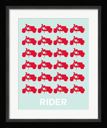 Framed Vespa Rider Red Print