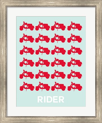 Framed Vespa Rider Red Print
