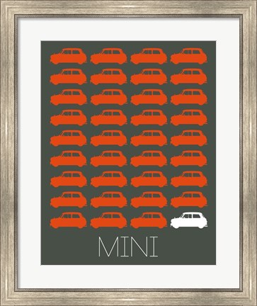 Framed Orange Mini Cooper Print