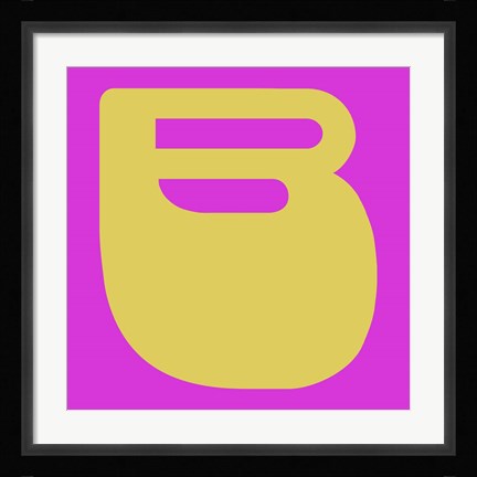 Framed Letter B Yellow Print