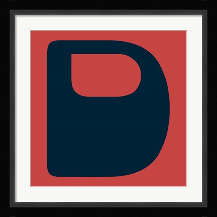 Framed Letter D Blue Print