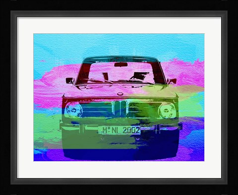 Framed BMW 2002 Front Watercolor 1 Print