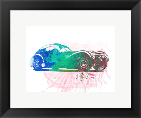 Framed Bugatti Atlantic Watercolor 1 Print
