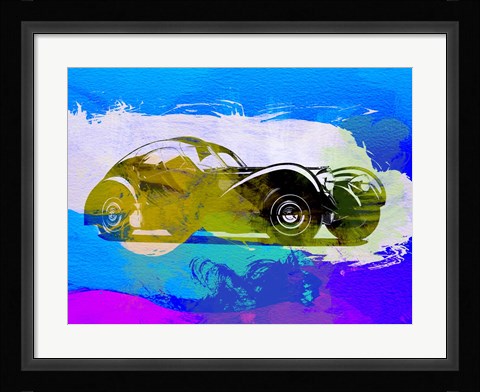 Framed Bugatti Atlantic Watercolor 2 Print