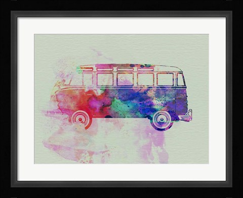 Framed VW Bus Watercolor Print