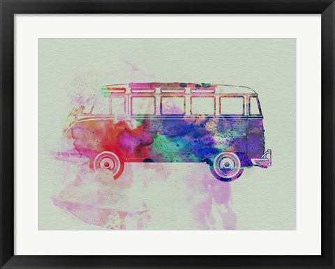 Framed VW Bus Watercolor Print