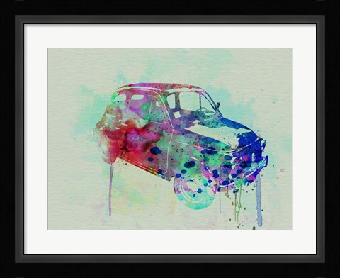 Framed Fiat 500 Watercolor Print