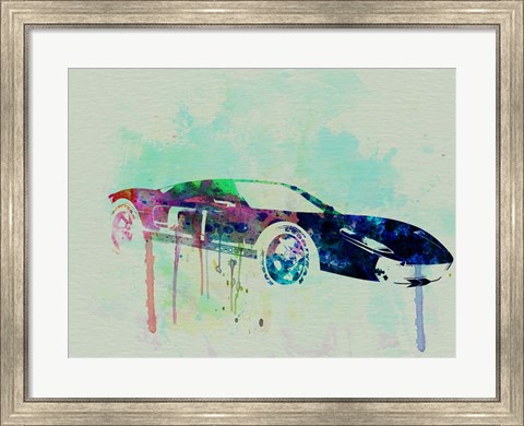 Framed Ford GT Watercolor 2 Print