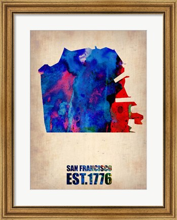 Framed San Francisco Watercolor Map Print
