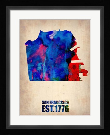 Framed San Francisco Watercolor Map Print
