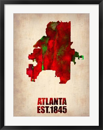 Framed Atlanta Watercolor Map Print