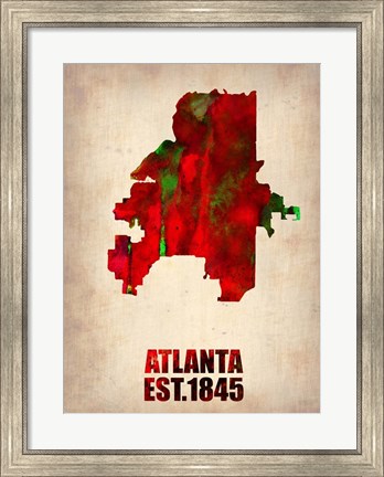 Framed Atlanta Watercolor Map Print