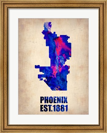 Framed Phoenix Watercolor Map Print