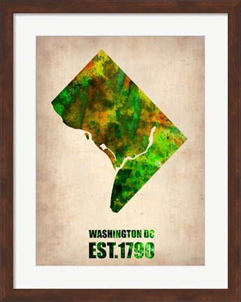 Framed Washington DC Watercolor Map Print