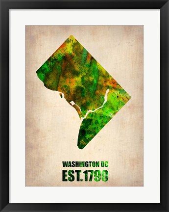 Framed Washington DC Watercolor Map Print