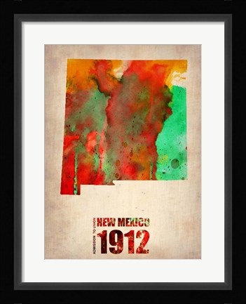 Framed New Mexico Watercolor Map Print