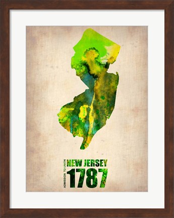 Framed New Jersey Watercolor Map Print