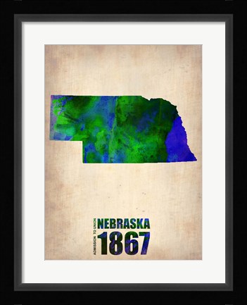 Framed Nebraska Watercolor Map Print