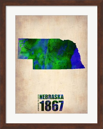 Framed Nebraska Watercolor Map Print