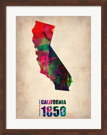 Framed California Watercolor Map Print