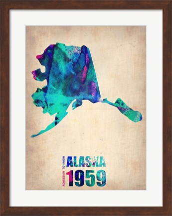 Framed Alaska Watercolor Map Print