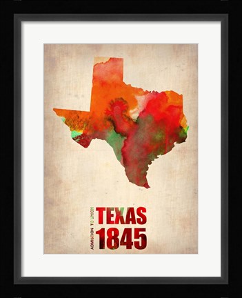 Framed Texas Watercolor Map Print
