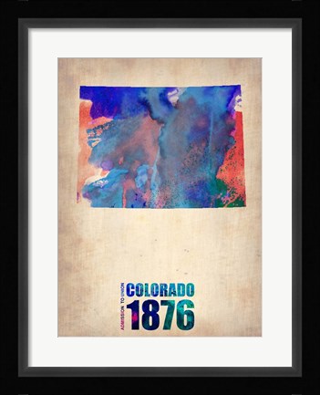 Framed Colorado Watercolor Map Print