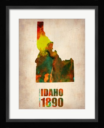 Framed Idaho Watercolor Map Print