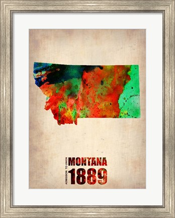 Framed Montana Watercolor Map Print
