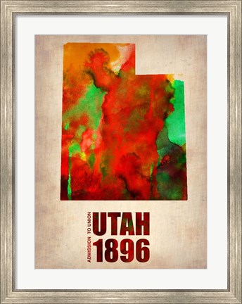 Framed Utah Watercolor Map Print