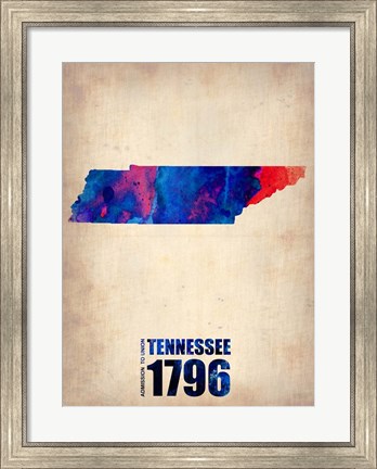 Framed Tennessee Watercolor Map Print