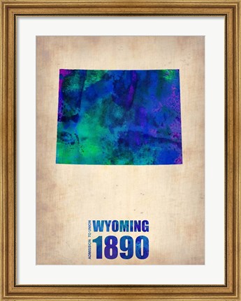 Framed Wyoming Watercolor Map Print