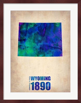 Framed Wyoming Watercolor Map Print