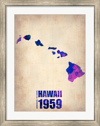 Framed Hawaii Watercolor Map Print