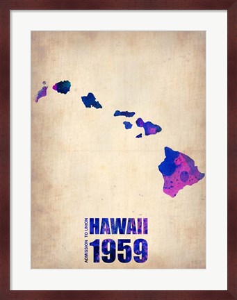 Framed Hawaii Watercolor Map Print