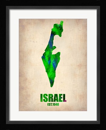 Framed Israel Watercolor Map Print