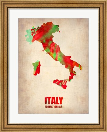 Framed Italy Watercolor Map Print