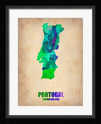 Framed Portugal Watercolor Map Print