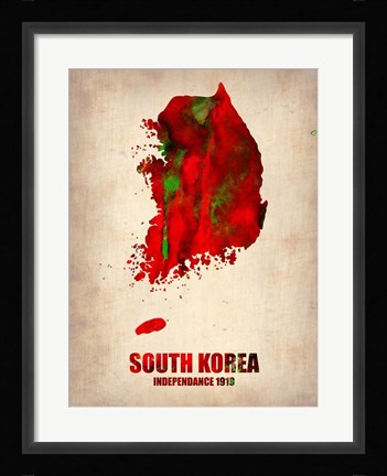 Framed South Korea Watercolor Map Print