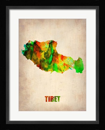 Framed Tibet Watercolor Map Print